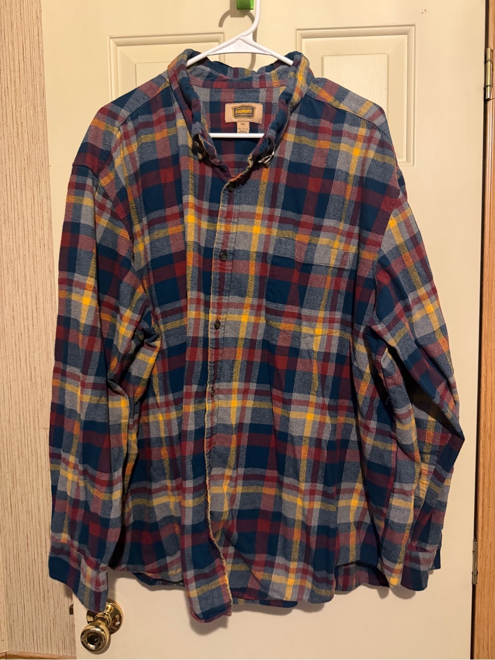 Foundry  Men's Blue Red Yellow Plaid Flannel Shirt